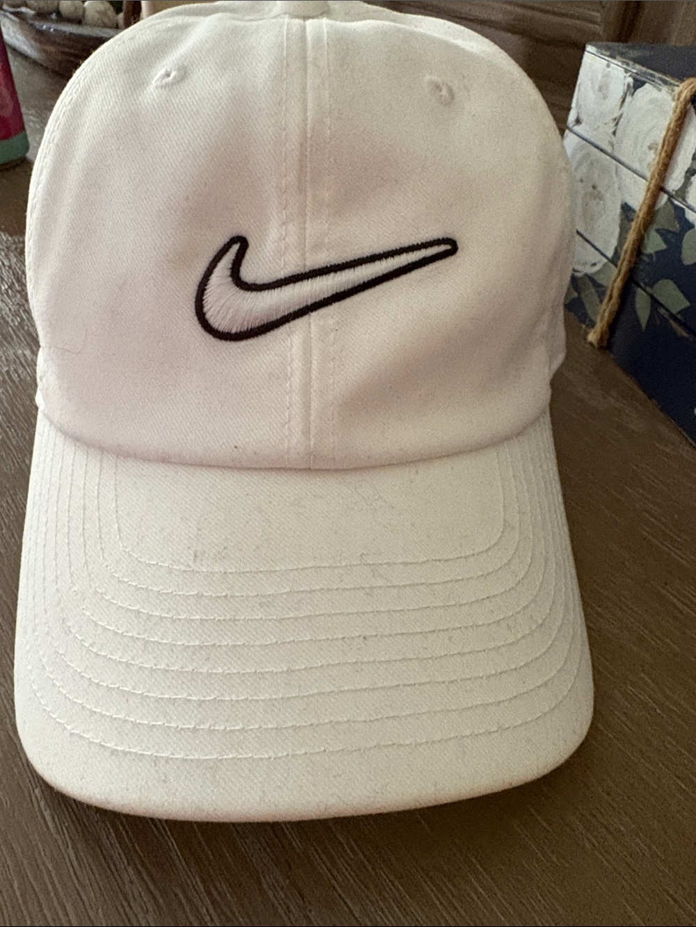 Nike White Baseball Cap with Black Swoosh